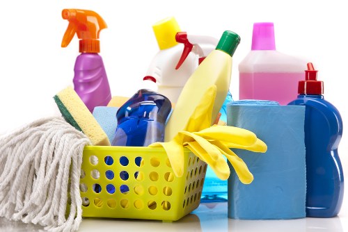 Cleaning supplies and safety measures before service completion